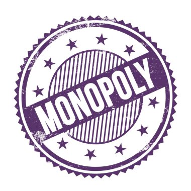 MonOPOLY metin mor indigo grungy zig zag kenarları yuvarlak mühür.
