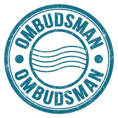 OMBUDSMAN word written on blue round postal stamp sign clipart