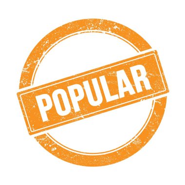 POPULAR metni turuncu grungy round vintage pulu üzerine.