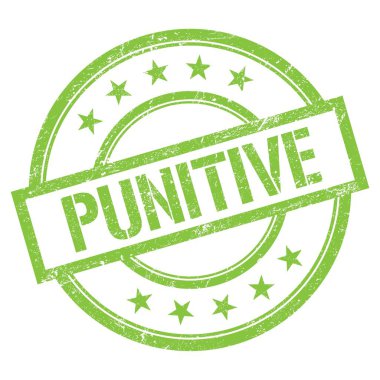 Yeşil yuvarlak vintage kauçuk damga üzerine yazılmış PUNITIVE metin.