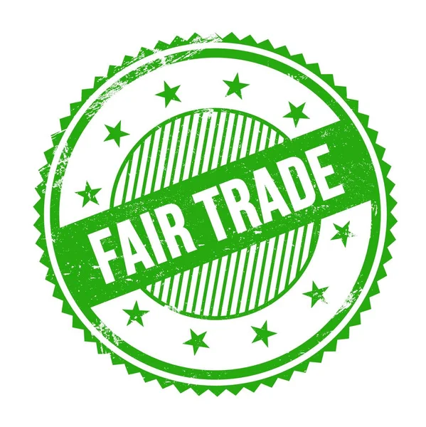 Fair Trade Text Napsaný Zelených Grungy Cik Cak Okrajích Kulaté — Stock fotografie