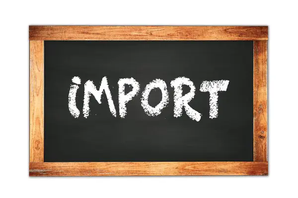 Import Text Written Black Wooden Frame School Blackboard — Stock Photo, Image
