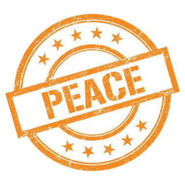 Turuncu yuvarlak vintage kauçuk damgayla yazılmış Barış İçin Yazı.