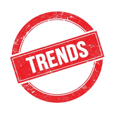 Kırmızı grungy yuvarlak vintage damga üzerinde TRENDS metin.