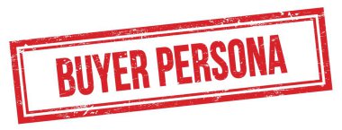 BUYER PERSONA kırmızı grungy vintage dikdörtgen damgalı metin.