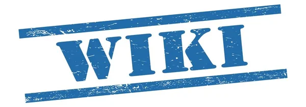 Wiki Text Modrém Grungy Vintage Gumové Razítko — Stock fotografie