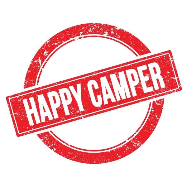Happy Camper Teksti Punainen Grungy Pyöreä Vuosikerta Leima — kuvapankkivalokuva