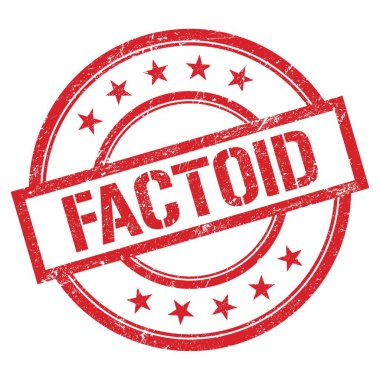 Kırmızı yuvarlak plastik damga üzerine yazılmış FACTOID metni.