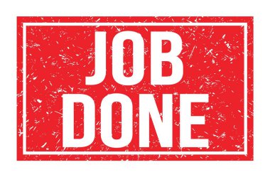 Görev tamamlandı, kırmızı dikdörtgen damga işareti üzerine yazılan kelimeler