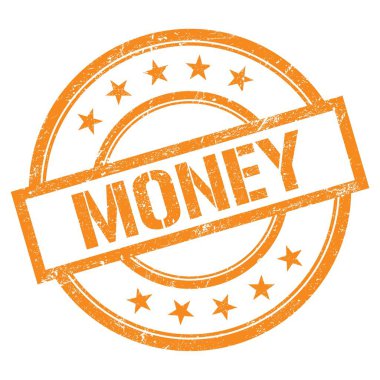 Turuncu yuvarlak vintage damgayla yazılmış para metni.