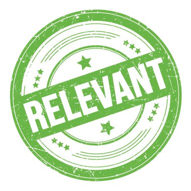 Yeşil yuvarlak grungy desen damgalı RELEVANT metin.