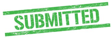 Yeşil grungy dikdörtgen mühür işareti üzerine SUBMITTED metni.