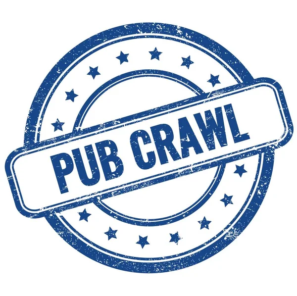 Pub Crawl Text Blue Vintage Grungy Rubber Stamp — Stock Photo, Image