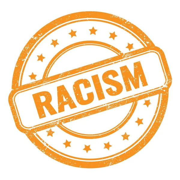 Racism Text Orange Grungy Vintage Runda Gummi Stämpel — Stockfoto