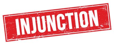 Kırmızı grungy dikdörtgen damga işareti üzerinde INJUNCTION metin.