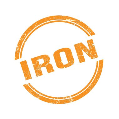 Turuncu grungy vintage damgalı IRON metni.