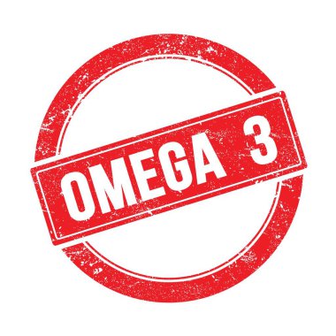 Kırmızı grungy yuvarlak vintage pul üzerine OMEGA 3 metin.