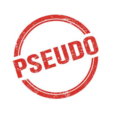 Kırmızı grungy vintage yuvarlak pul üzerine yazılmış PSEUDO metni.