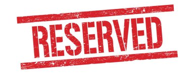 Kırmızı grungy dikdörtgen mühür işareti üzerinde RESERVED metin.