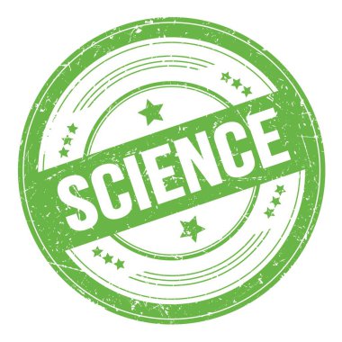 Yeşil yuvarlak grungy doku damgası üzerine Bilimsel Metin.