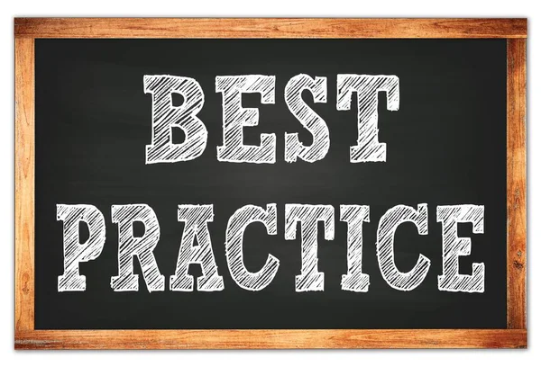 Best Practice Written Black Wooden Frame School Blackboard — Stock Photo, Image