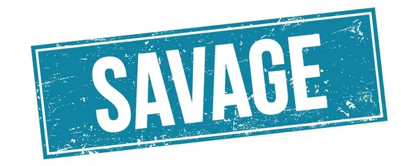 Savage Texto Sinal Carimbo Retângulo Grungy Azul — Fotografia de Stock