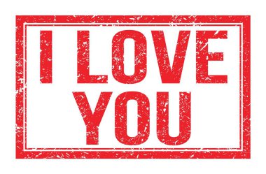 Seni seviyorum, kırmızı dikdörtgen işareti üzerine yazılmış kelimeler.