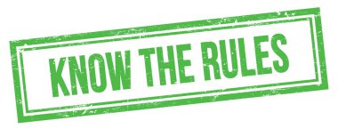 Yeşil grungy vintage dikdörtgen damgalı kural metnini bil.