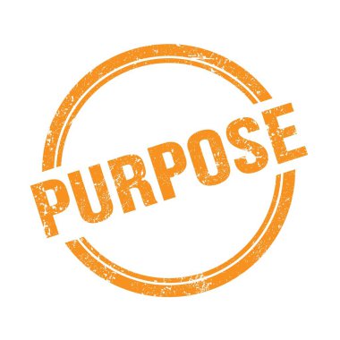 PURPOSE metni turuncu grungy vintage yuvarlak pul üzerine yazılmış.