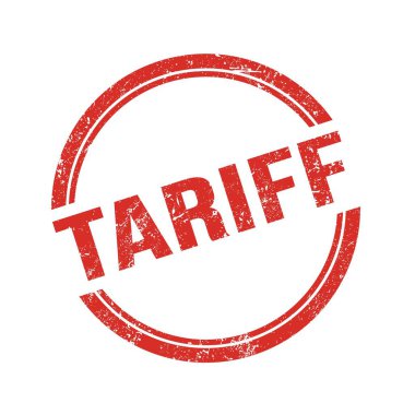 TARIFF metin kırmızı grungy vintage yuvarlak pul üzerine yazılmış.