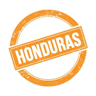 HONDURAS metni turuncu grungy yuvarlak vintage pul.