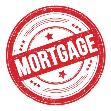 Kırmızı yuvarlak grungy desen damgası üzerine MortGage metni.