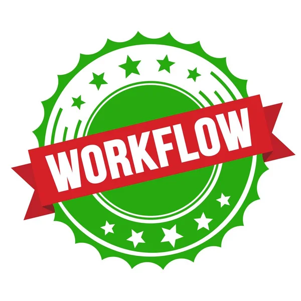 Workflow Text Red Green Ribbon Badge Stamp — Stock Photo, Image