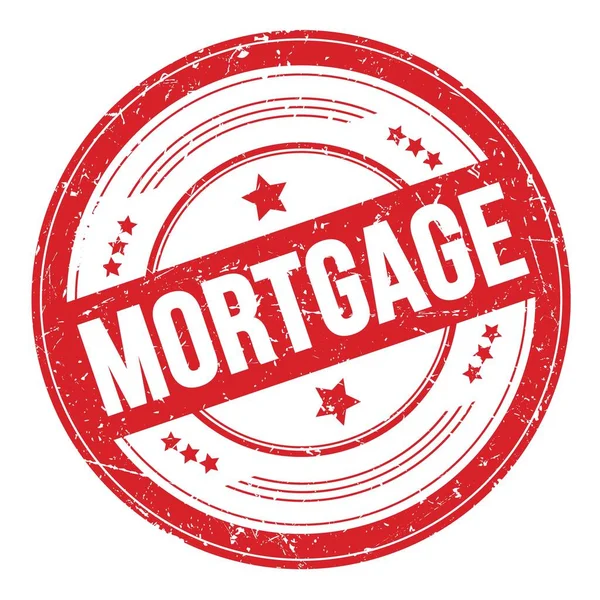Mortgage Szöveg Piros Kerek Grungy Textúra Bélyegző — Stock Fotó