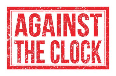 Clock 'a karşı, kırmızı dikdörtgen mühür işareti üzerine yazılmış kelimeler