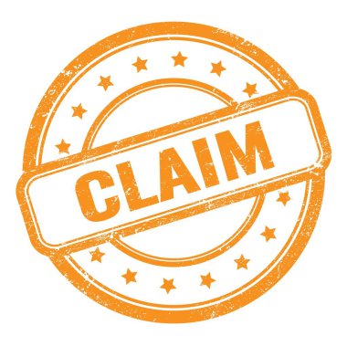 Turuncu grungy vintage lastik damga üzerine CLAIM metin.