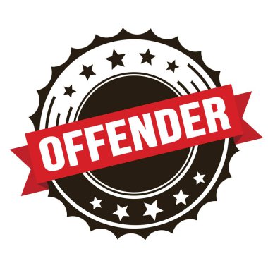 Kırmızı kahverengi rozet damgalı OFFENDER metni.
