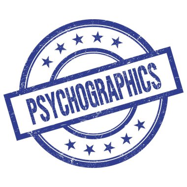 PSYCHOGRAPHICS metin mavi yuvarlak vintage kauçuk damga üzerine yazılmış.