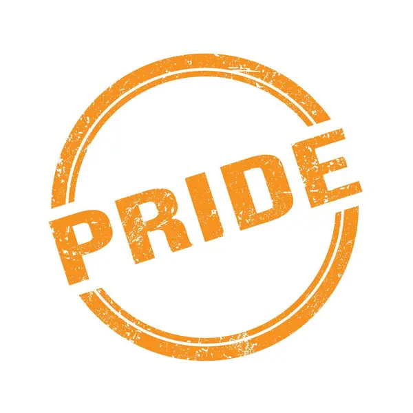 Pride Tekst Napisany Pomarańczowym Grungy Vintage Okrągły Znaczek — Zdjęcie stockowe