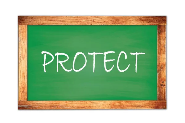 Protect Texto Escrito Quadro Madeira Verde Quadro Escola Quadro Negro — Fotografia de Stock