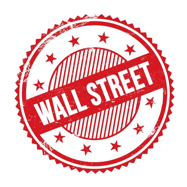 Wall Street Szöveget Írt Piros Grungy Cikcakkos Szegélyek Kerek Bélyeg — Stock Fotó