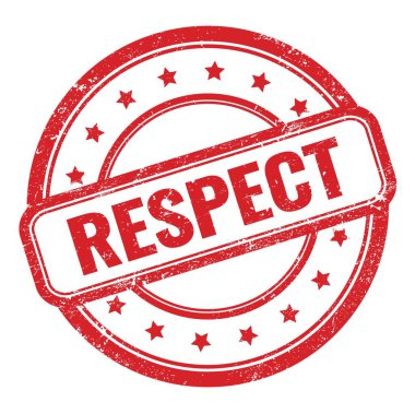 Kırmızı grungy vintage yuvarlak kauçuk damga üzerinde Saygı metni.