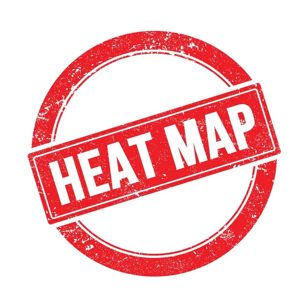Heat Map Text Auf Rotem Grungy Rundem Vintage Stempel — Stockfoto
