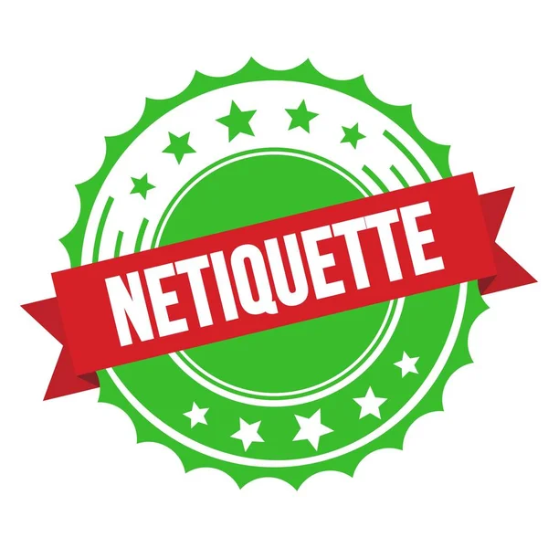 Netiquette Tekst Znaczku Czerwoną Zieloną Wstążką — Zdjęcie stockowe