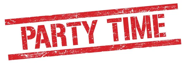 Party Time Text Red Grungy Rectangle Stamp Sign — Stock Photo, Image