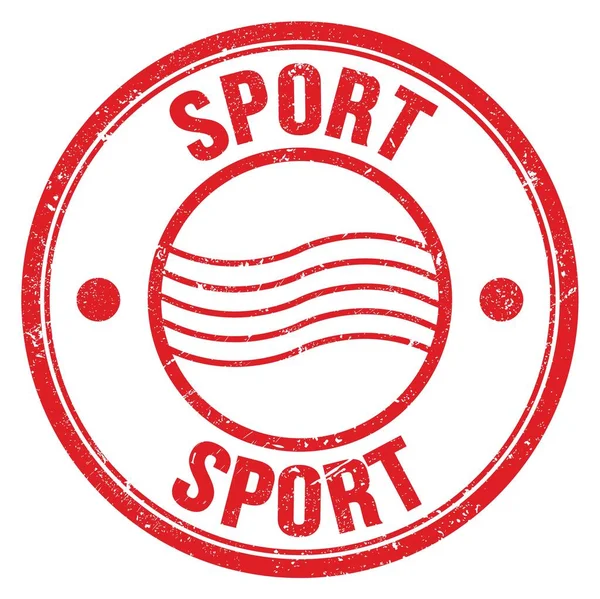 Sport Słowo Napisane Czerwonym Okrągłym Znaku Znaczka Pocztowego — Zdjęcie stockowe