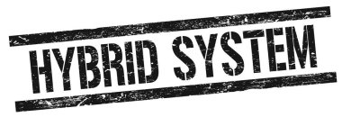 Siyah grungy dikdörtgen damga işareti üzerinde HYBRID SİSTEM metin.