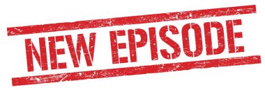 Kırmızı grungy dikdörtgen damga işareti üzerine YENİ EPISODE metin.