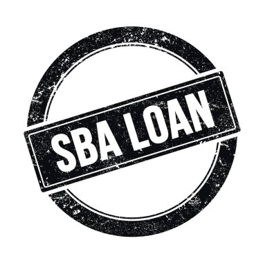 Siyah grungy round vintage pulu üzerine SBA kredi metni.