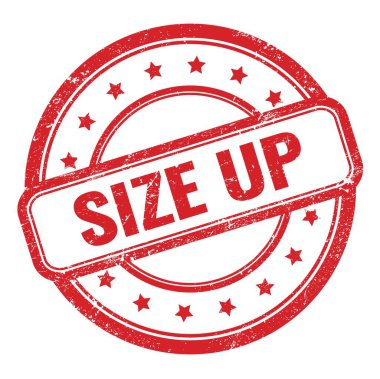 Kırmızı grungy vintage lastik mühür üzerine SIZE UP metin.